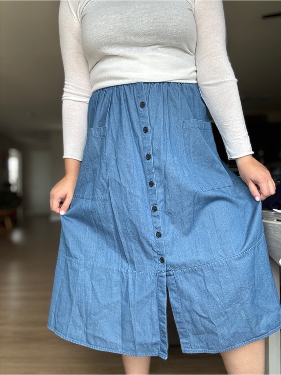 Who What Wear Dresses & Skirts - Who What Wear Blue Button-Front Denim Midi Skirt